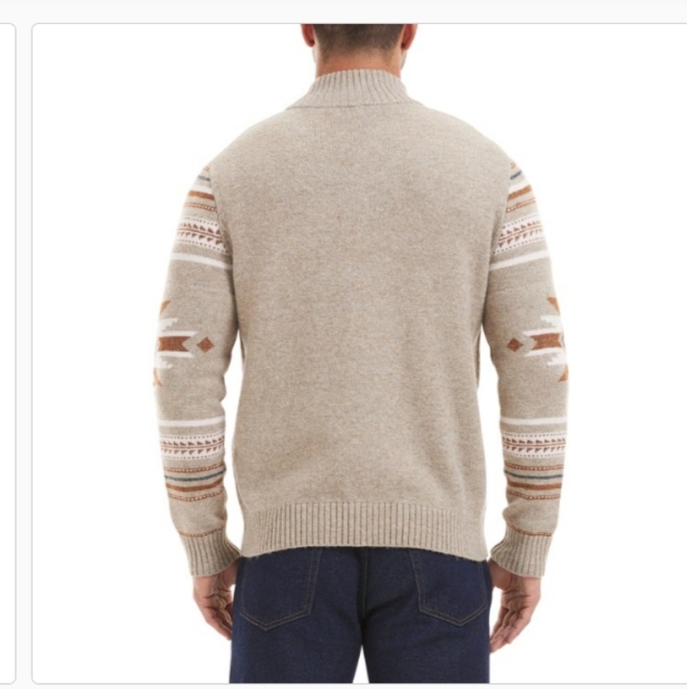 Frye Men's Zip Mock Patterned Cardigan - Picture 5 of 5